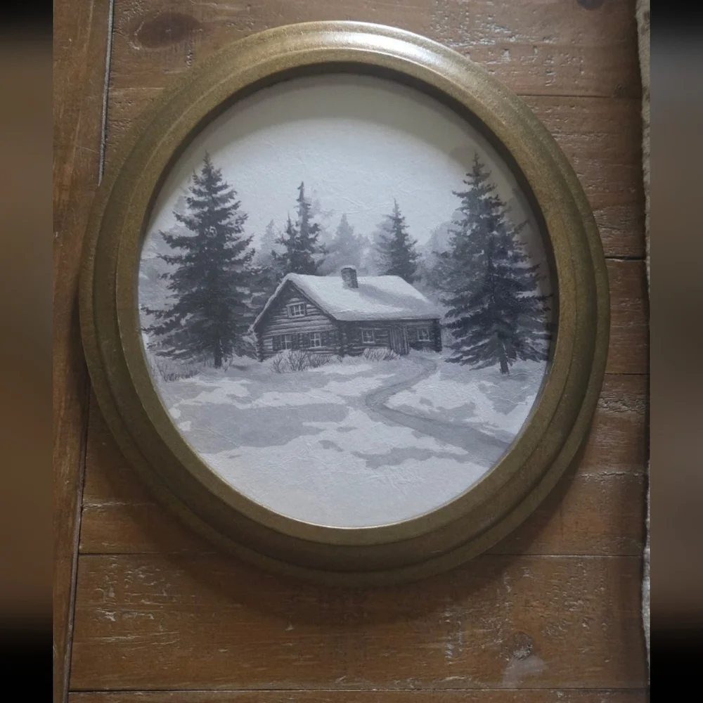 My Texas House Winter Hideaway Framed Holiday Wall Art 10.83x11.81
